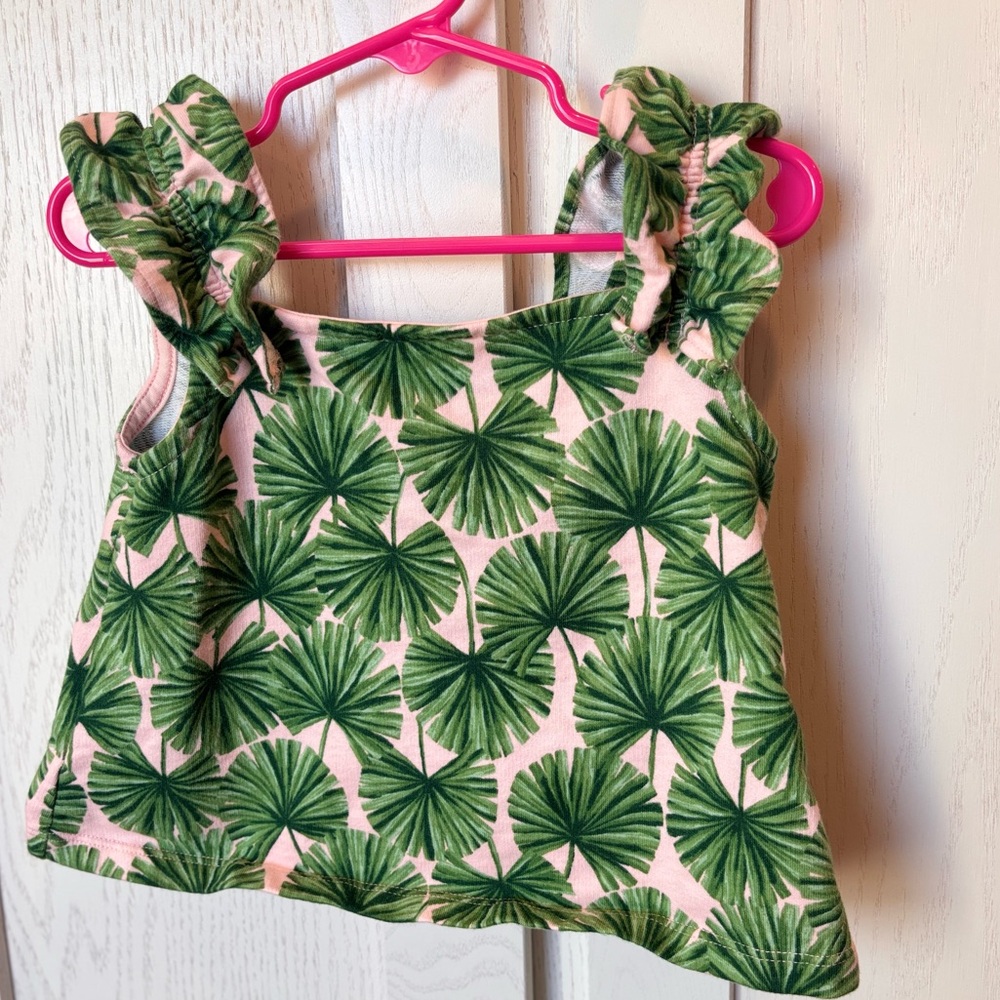 Janie and Jack retro pink crop palm print tank top